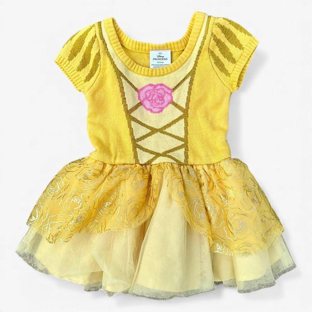 Disney Princess Belle Tutu Dress 18M Yellow Pink Rose Costume Dress Princesscore